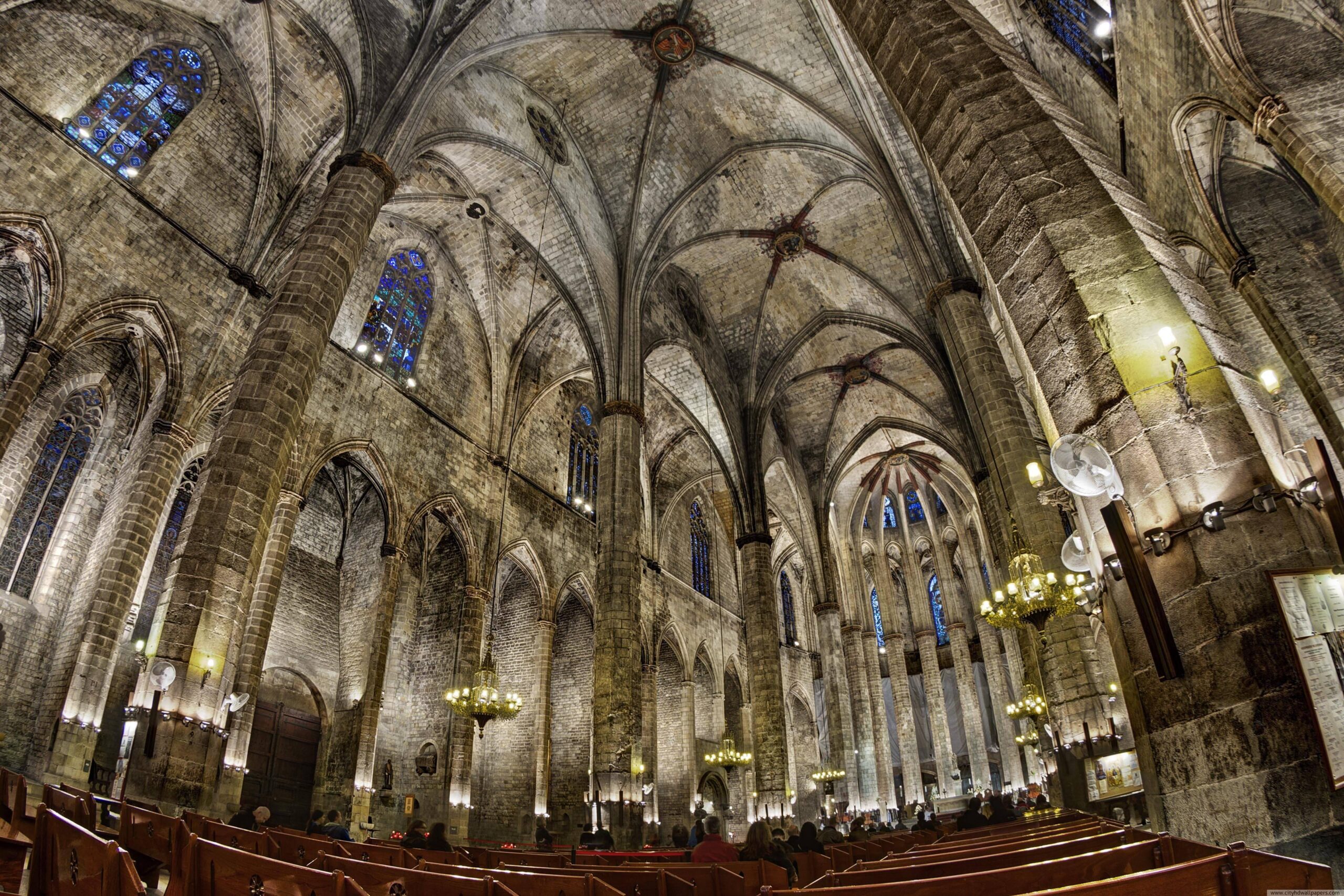 Church of Santa Maria building internal in Barcelona city