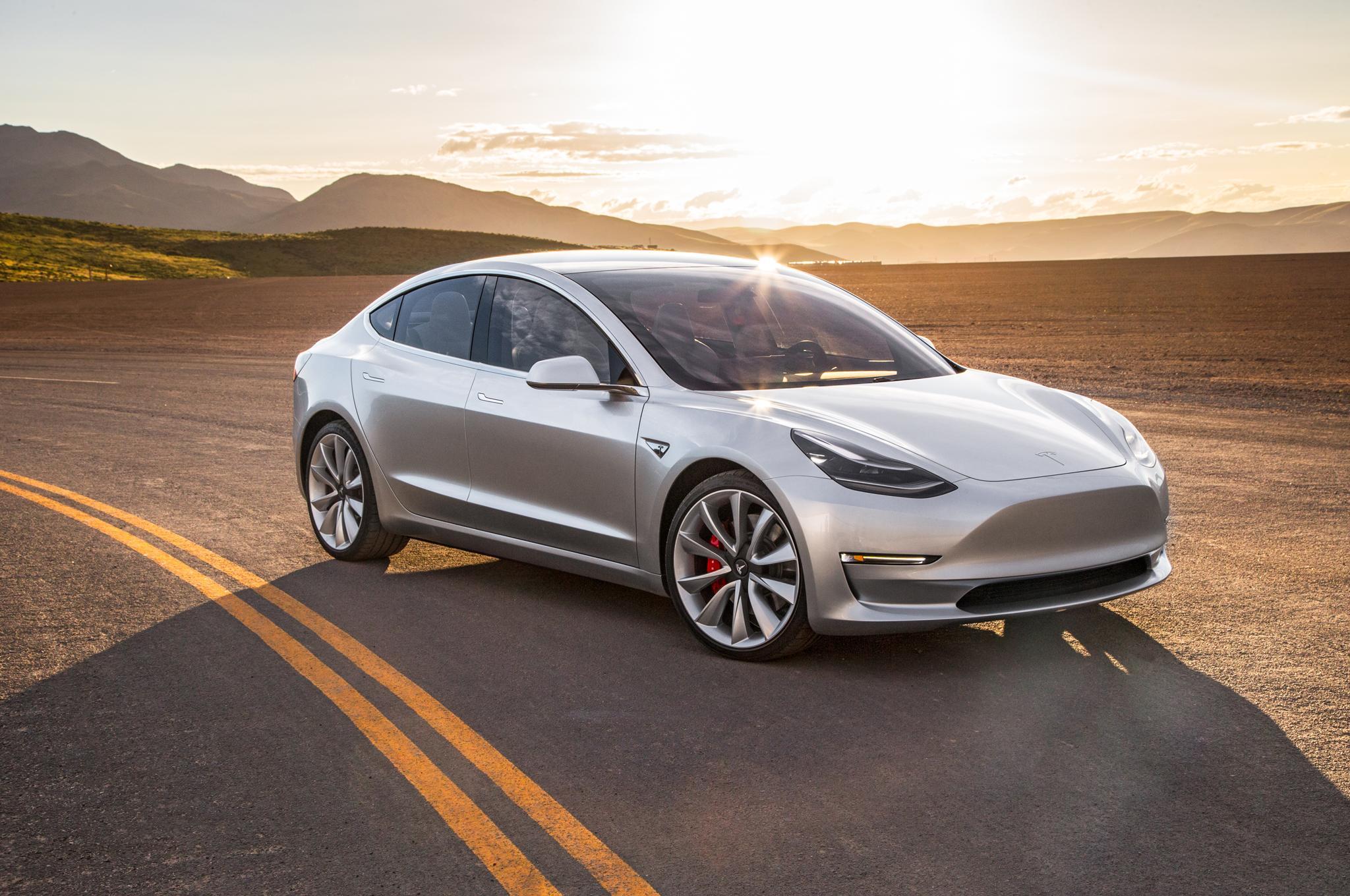 2017 Tesla Mode 3 front full hd on road UHD wallpapers